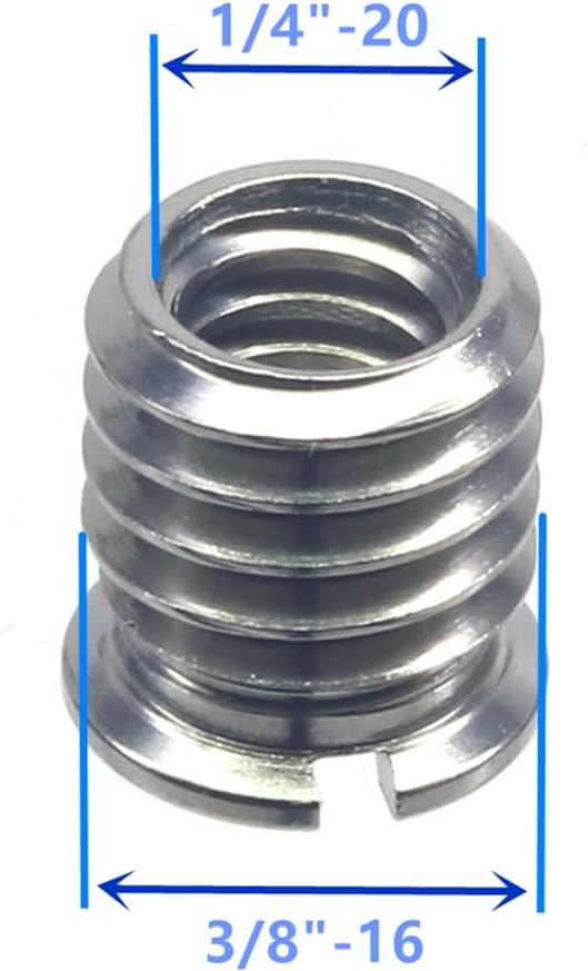 Stainless Steel 1/4"-20 Female to 3/8"-16 Male Convert Screw Adapter 6 Pieces 10.5mm Height
