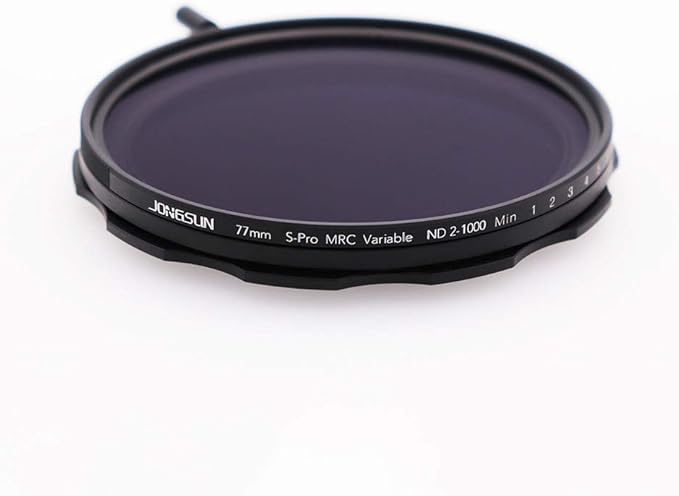 JONGSUN 77mm Variable ND Filter, S-Pro MRC 16 Layers Nano Coatings, More Than 10 Stop ND2-ND1000 Stepless Adjustment Graduated, Lens Cloth Kit,Camera Neutral Density Filter
