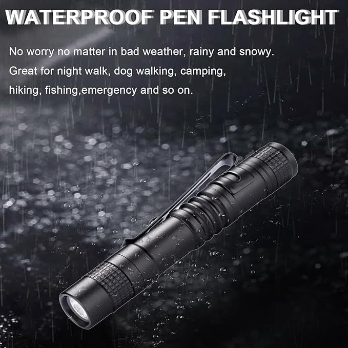 3 Packs LED Pocket Pen Flashlight, Mini Small Pen Lights Pocket Flashlight with Clip, Waterproof LED Handheld Pen Flashlights for Outdoor/Camping/Work