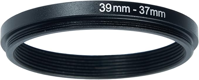 39mm Lens to 37mm Camera Lens Adapter 39mm to 37mm Step Down Ring Adapter Ring for All Brands of UV ND CPL, with Premium Lens Wiping Cloth 2 Pack (39mm-37mm)