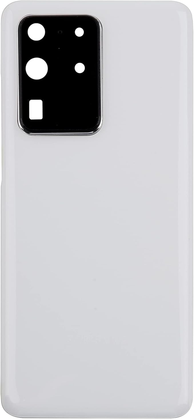 Replacement Battery Door Cover Back Cover Kompatibel for Samsung Galaxy S20 Ultra 5G SM-G988B SM-G988N SM-G988U SM-G988W Cosmic White Akkudeckel with Camera Lens and Waterproof Glue