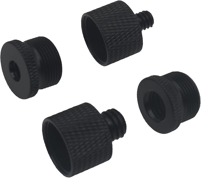 Microphone Stand Adapter Combo Pack 4 Pcs Different Thread Camera Screw Tripod Adapter for Microphone Stand and Camera Stand (1/4 & 3/8 to 5/8）