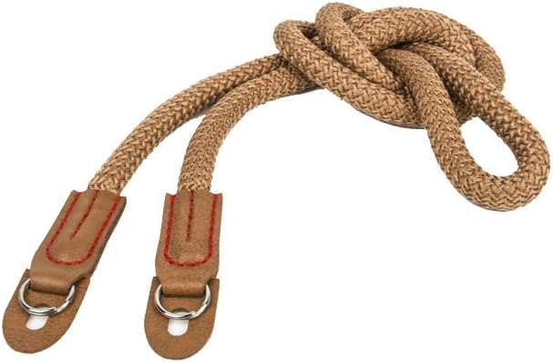 MINI GAGA Vintage Handmade Cotton Leather Rope Camera Neck Strap for Micro Single and DSLR Camera Short Coffee