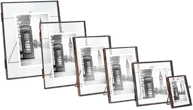 Isaac Jacobs 4x6, Antique Bronze, Vintage Style Brass and Glass, Metal Floating Picture Frame (Vertical) with Locket Closure, for Photos, Art, & More, Tabletop Display (4x6 Antique Bronze)