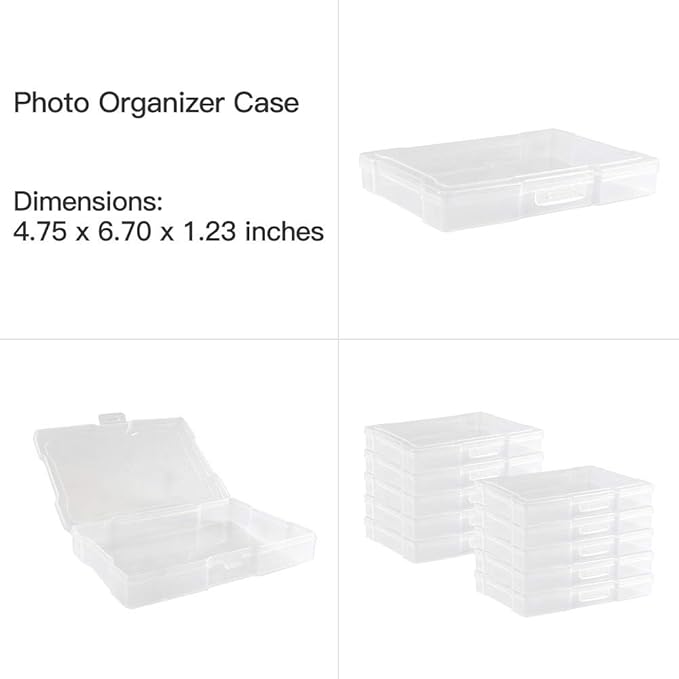 novelinks Photo Case 4" x 6" Photo Storage Box, 10 Inner Picture Storage Containers & Photo Organizer Cases, Portable Photo Craft Keeper for Photos, Crafts, Cards (Black, 2 Pack)