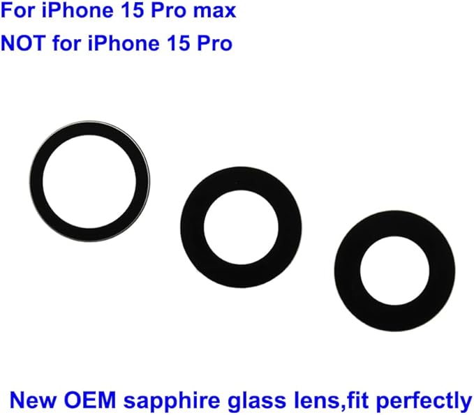 3pcs OEM Original Rear Back Camera Glass Lens Replacement for iPhone 15 Pro Max 6.7 Inches with Preinstalled Adhesive and Repair Tools Kit (for 15 Pro Max)