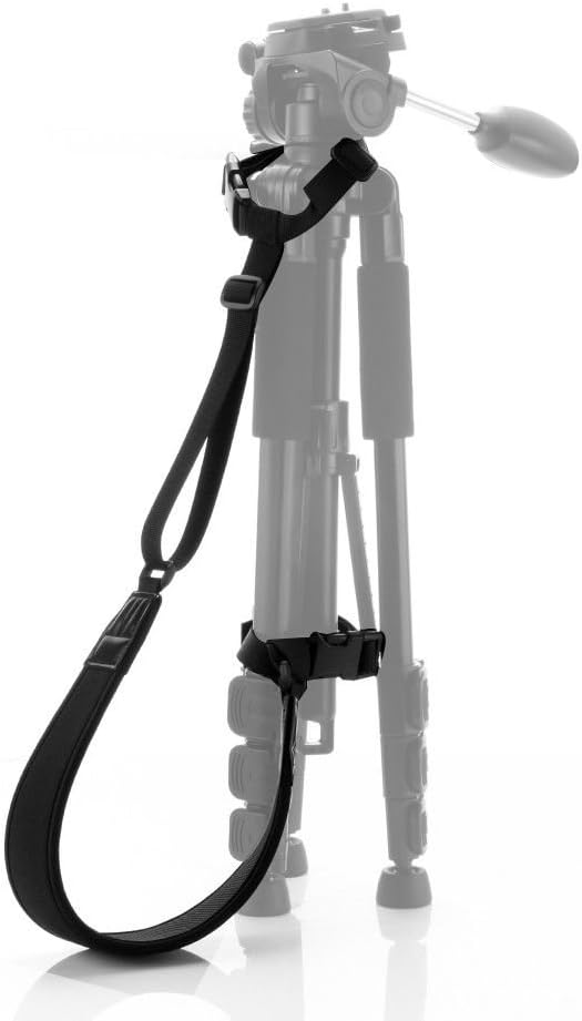 FocusFoto PRO Adjustable Padded Neoprene Shoulder Neck Strap Carrying Belt for Manfrotto BENRO Tripod Monopod Light Stand with Two Quick-Release Loops (Black)