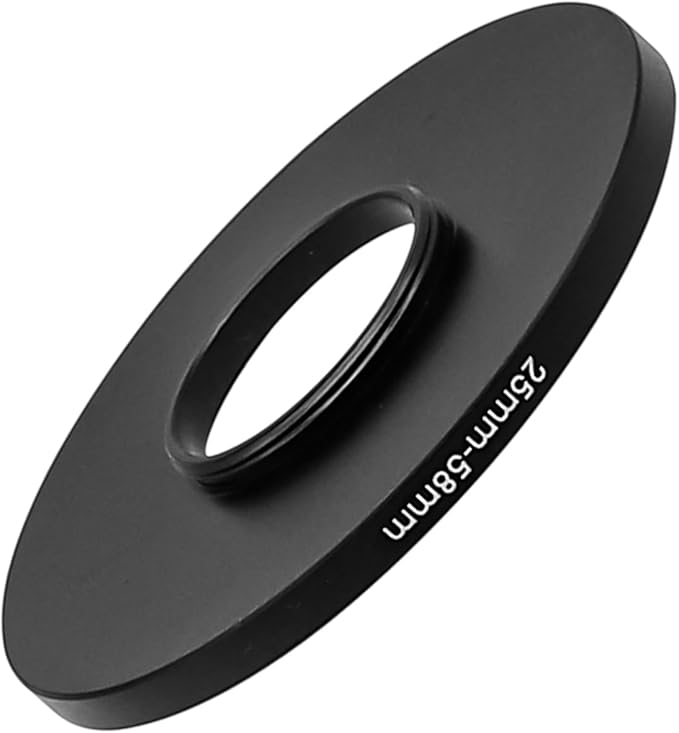 25mm to 58mm Step Up Ring, Screw-in Adapter Ring for 25mm Lens Install 58mm Filter or Camera Accessories