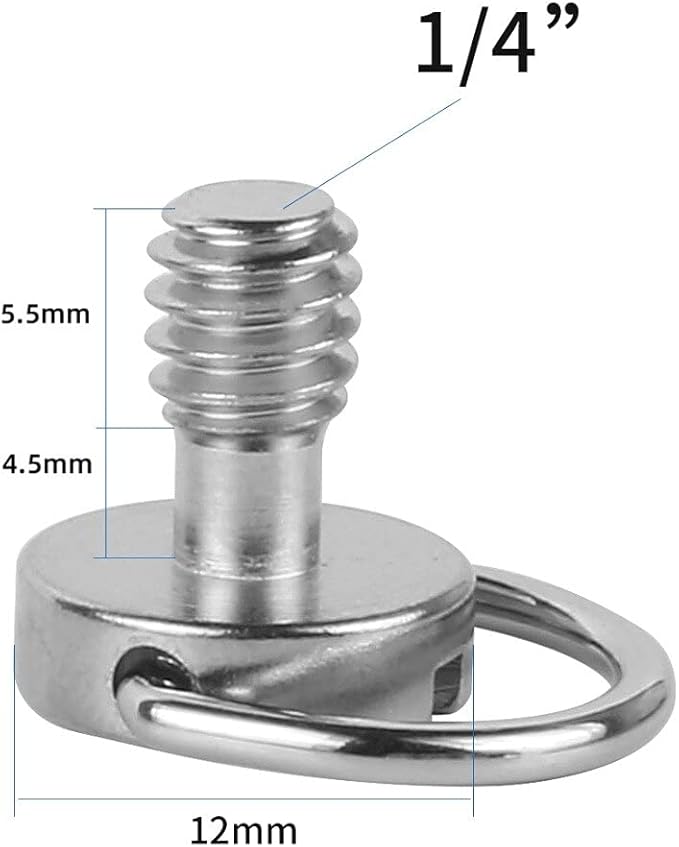 BGNing DSLR 1/4-20 Strap Screw D-Ring Adapter Camera Screw Mount 1/4" inch Quick Release Plate D Type Handle Screw Photography