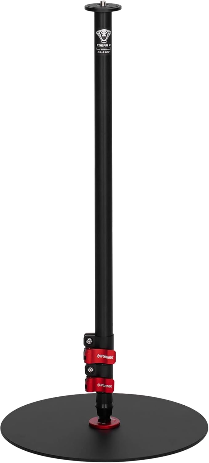 IFOOTAGE Round Base Monopod A300, 60" Camera Tripod Monopod Aluminum Studio Camera Stand with 1/4'' & 3/8'' Screw/Light Adapter for Camera, Tripod Head, RingLight, Streaming, Interview, Payload 22lb