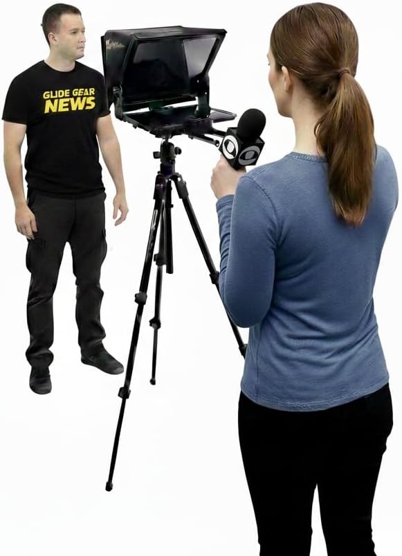 Glide Gear TMP 500 Teleprompter – DSLR, Tablet, Smartphone – 12" Glass, 15mm Rails, Hard Case, No Assembly