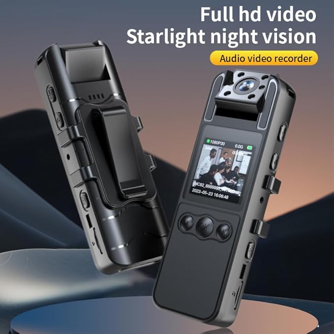 128G Body Cam with 180°Rotating Lens,Bike Camera with Audio and Video Recording,Sport Camera with 6hrs Battery,Night Vision,Wearable Cam for Pet,Office,Security Police Law Enforcement (H82-1080-128G)