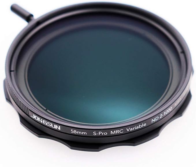 JONGSUN 58mm Variable ND Filter, S-Pro MRC 16 Layers Nano Coatings, More Than 10 Stop ND2-ND1000 Stepless Adjustment Graduated, Lens Cloth Kit,Camera Neutral Density Filter