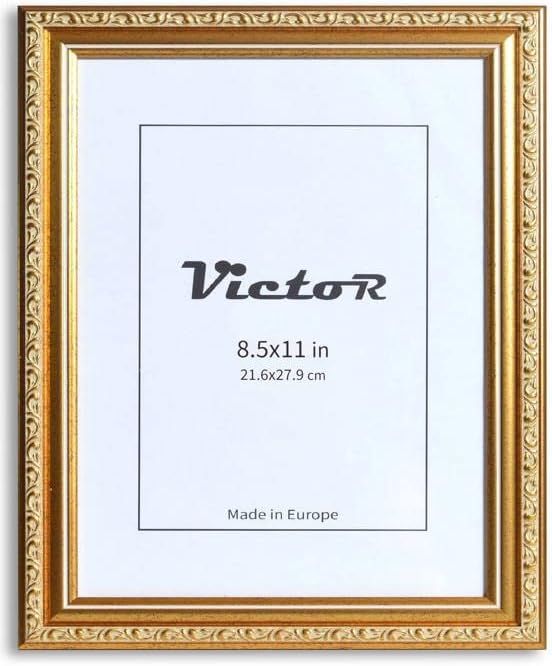VictoR Picture Frame Chagall 8.5x11 Gold - Vintage Picture Frames with Shutterproof Acrylic Glass - 8.5 x 11 Photo Frame - Gold Picture Frames - Antique - only for hanging