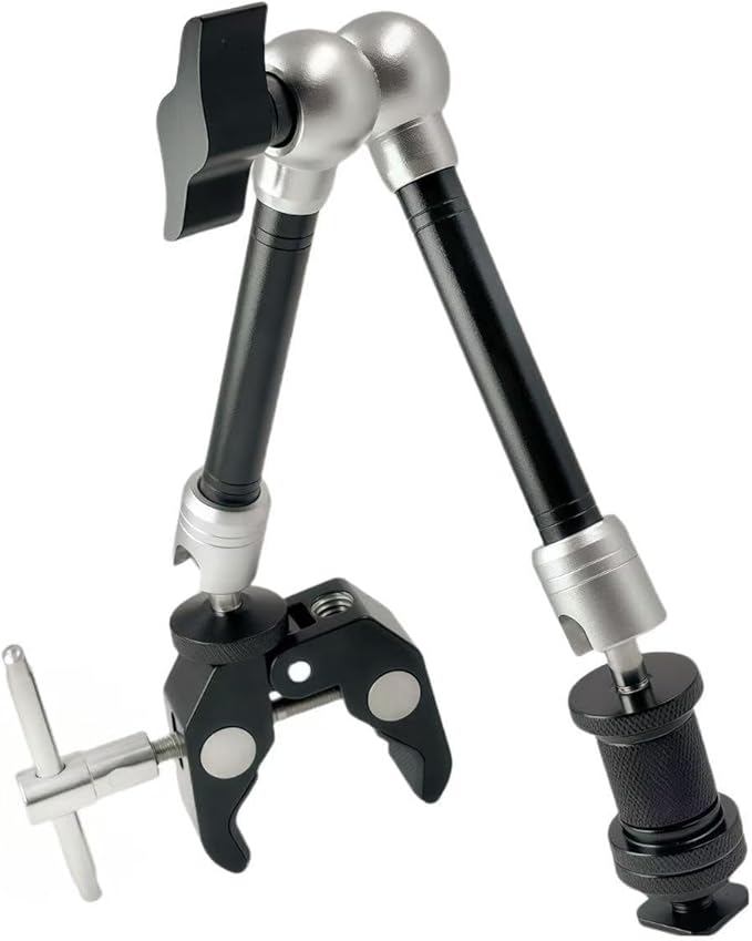 11" Articulating Magic Arm with Super Clamp, 1/4" & 3/8" Thread Screws, 360° Dual Ball Heads, Friction Power Arm Suitable for Monitor, DSLR, Microphone, GoPro, SmallRig, LED Light, Action Cameras
