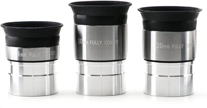 Starboosa Multi-Coated Telescope Eyepiece Set - 1.25 inch - Upgraded with Soft Eyecup [4mm, 10mm, 20mm]