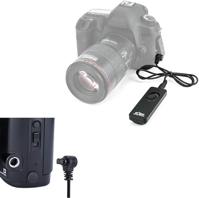Kiwifotos RS-80N3 Remote Control Shutter Release Cord for Canon EOS R1 R5 Mark II R5 R3 5D Mark IV III II 6D Mark II 7D Mark II 5DsR 1DX Mark III 1Ds Mark III & More Canon Camera with 3-Pin Connection