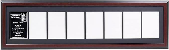 Creative Letter Art 8 Opening Mahogany Picture Frame with Glass to hold 5 by 7 inch Photographs including 10x40-inch Black Mat Collage