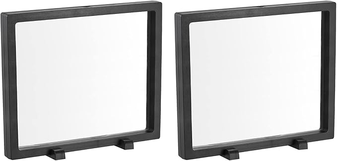 MECCANIXITY Floating Frame Display Holder Stand 3D Jewelry Display Box with Base 7.09 x 7.09 x 0.79 inch Black Pack of 2