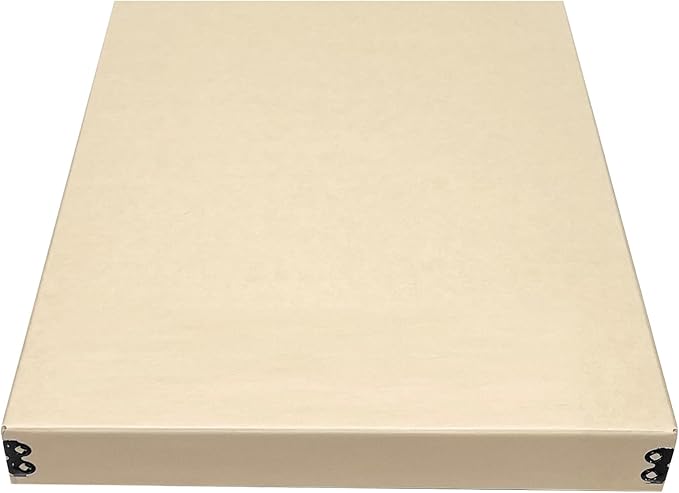 Golden State Art, Archival Storage Box, Acid-Free Drop Front Museum Box with Metal Edge for Storing Artwork Photos Documents Prints Arts And Crafts (Tan-11.75x14.75x1.5 Inches)