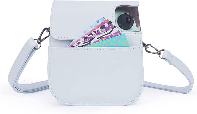 Phetium Instant mini 12 Camera Protective Case Compatible with Instax Mini 12 11,PU Leather Bag with Pocket and Adjustable Shoulder Strap (Clay White)