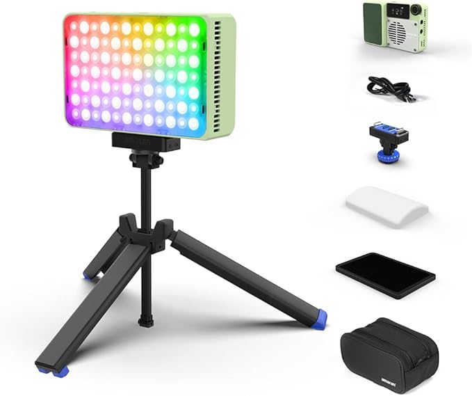 amaran Ace 25c Kit RGB Pocket LED Light,Boost Mode to 32W Mini On Camera Video Light,2300K~10000K Support Magnetic Attraction and App Control with Carrying Case,Mini Tripod,Grid (Green)