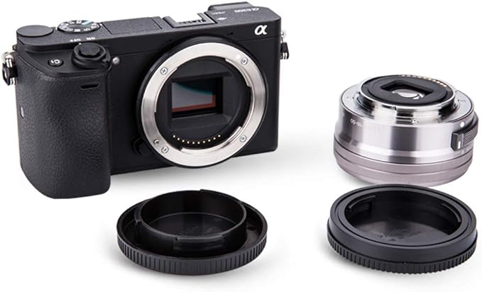 2 Pack E Mount Body Cap & Rear Lens Cover for Sony A6700 A6600 A6500 A6400 A6300 A6100 A6000 ZV-E10 ZV-E1 A7C II A7CII A7CR A7 A7II A7III A7IV A7V A7R A7RII A7RIII A7RIV A7RV A7S II III A9 II A1II