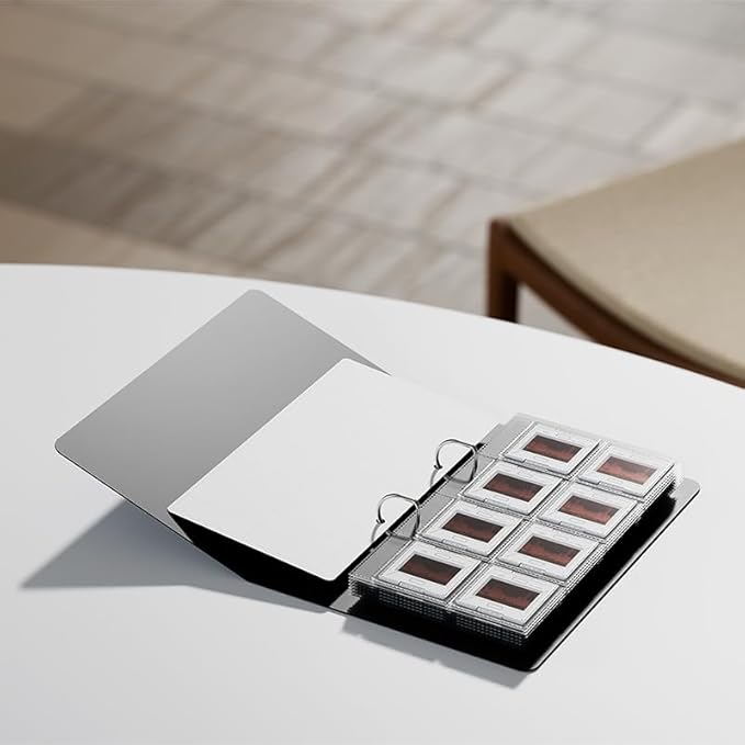 JJC 35mm Slide Storage Box Kit - Archival Safe Pull-Out Case Holds 96 Mounted Slides, with 12 Acid-Free Pages & 48 Empty Slide Mounts for Archiving & Lightbox Viewing