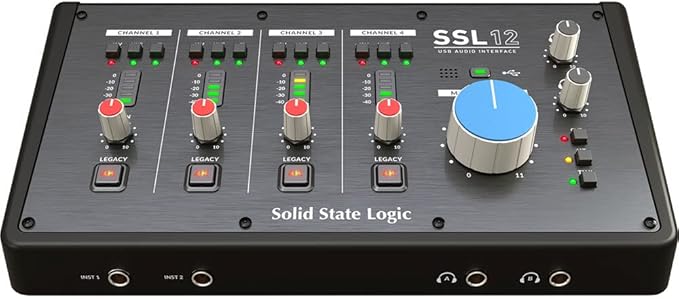 Solid State Logic SSL 12 12-In and 8-Out USB Audio Interface with Studio-Quality Audio for Professional Recording and Mixing