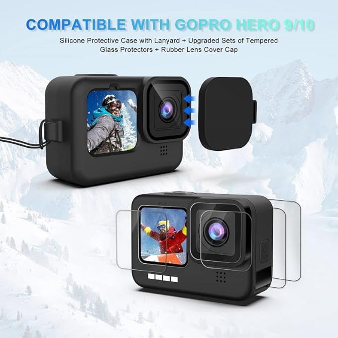 Coyktonty Camera Accessory Kit for Go-pro Hero 12 11 10 9 Black,Storage Case Waterproof Case Protective Film Silicone Cover Diving Filters Anti-Fog Insert