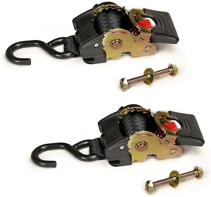 DC Cargo Mall Retractable Ratchet Straps Bolt-on (2 Pack) 2 Inch x 43 Inch - 1,100 lbs Break Strength Heavy Duty Auto Self Retracting Tie Down Straps for Boat, Jet Ski, Seadoo Accessories