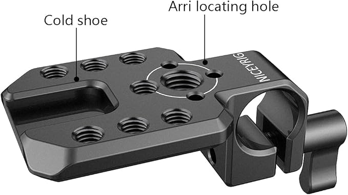 NICEYRIG 15mm Single Rod Clamp with Cold Shoe Extension Plate for Wireless Transmitter/Reciever, Monitor, Mic, EVF Mount - 457