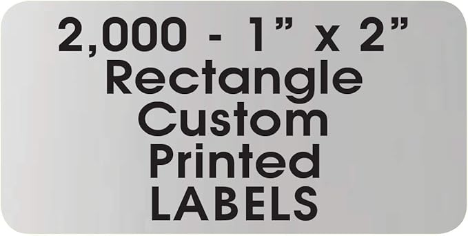 Printed Labels Rectangle 1" x 2" Custom Personalized Rolls, Quality Business Address Stickers, One Ink Color - (Made in The USA) (2000)