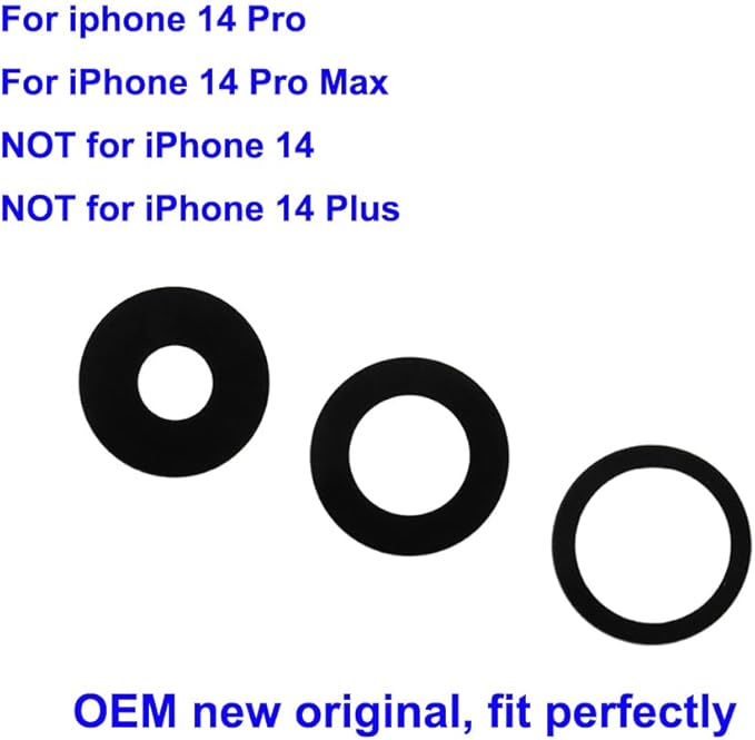 3pcs OEM Original Rear Camera Glass Lens Replacement for iPhone 14 Pro and for iPhone 14 Pro Max with Adhesive Preinstalled with Repair Tools Kit and Installation Manual