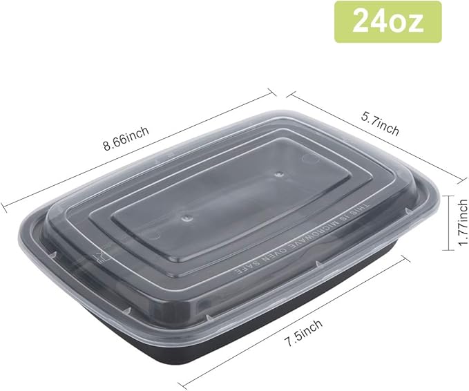 IUMÉ Reusable Food Prep Containers, 50-Pack 24 OZ Plastic Containers with Lids For Meal Food Prepping - Durable Food Storage Containers Lunch Boxes- Stackable, Meal Dishwasher Safe