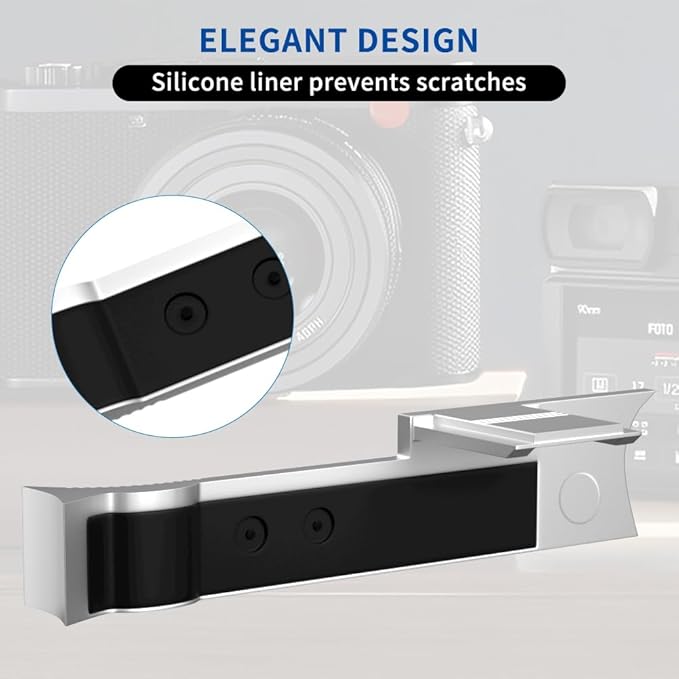 Thumb Up Grip for LEICA Q3 Aluminum Hand Grip with Protective Film - SLIVER