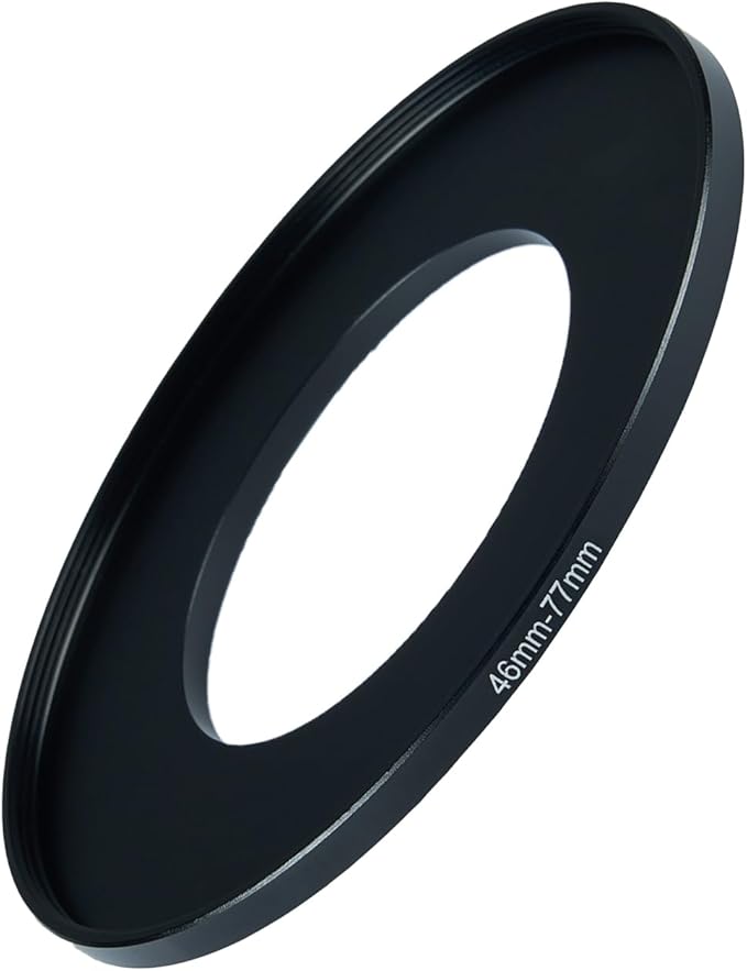 46mm to 77mm Step Up Ring Filter Adapter Black Metal Step up Adapter Rings Compatible with All Brand UV CPL ND Camera Lens Filter Step Down Ring (46mm-77mm)