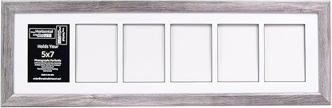 Creative Letter Art 6 Opening Glass Face Driftwood Picture Frame to hold 5 by 7 inch Photographs including 10x36-inch White Mat Collage