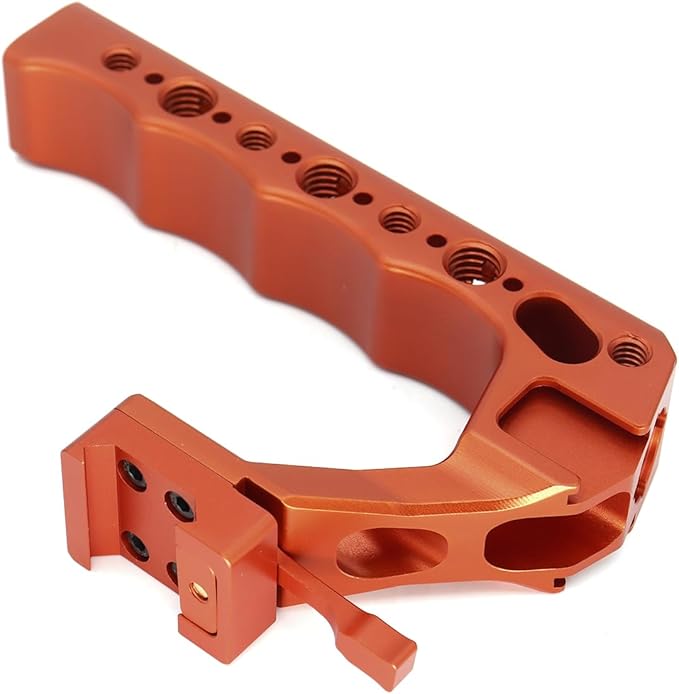 SZYingXian NATO Top Handle, Quick Release NATO Grip with 4 Cold Shoe Adapters for DSLR Camera Cage, Universal Top Handle with 3/8-16 and 1/4-20 Thread Holes (Orange)