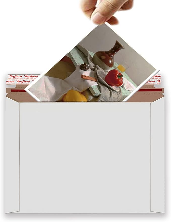 Bonfasvo Rigid Mailers 30 Pack 10 x 13.5 inches White Self Seal Stay Flat Bulk Cardboard Kraft No Bend Mailers Peel and Seal for Document Photos Pictures Papers Files CD