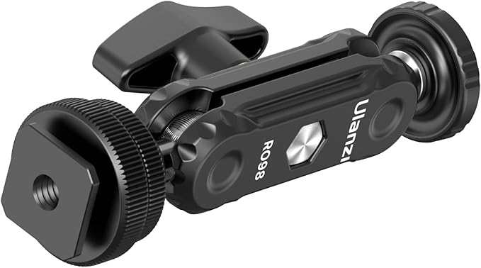 R098 Cold Shoe Monitor Mount, 1/4" Rotatable Dual Ballhead Hot Shoe Mount Microphone Fill Light Camera Monitor Swivel Bracket Compatible with DJI OSMO 360/Pocket 3/Insta 360 x 5/Sony/Canon/Nikon /Fuji