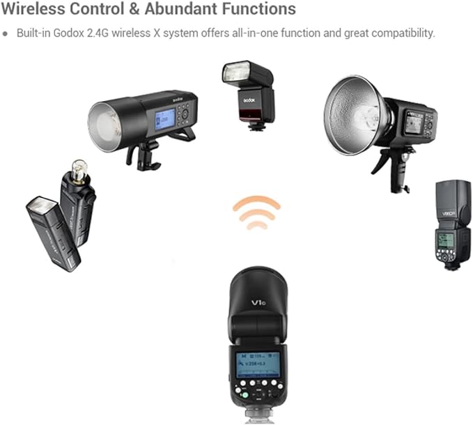 Godox V1 V1-F V1F Flash for Fuji Fujifilm Cameras, 1/8000 HSS TTL Flash Speedlite, 480 Full Power Flashes, 1.5s Recycle Time, 76Ws 2600mAh Li-ion Battery Round Head Flash (Godox V1-F USA Version)