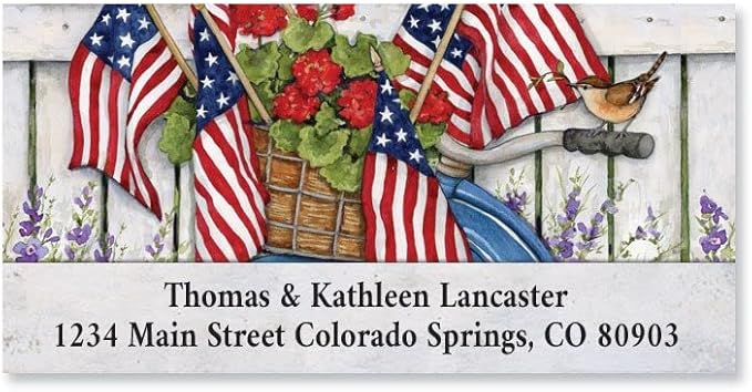 Colorful Images Old Glory Bike Return Address Mailing Labels, Personalized in The USA with Names & Addresses, Set of 144 Self Adhesive, Easy Peel Flat Label Sheets, 1¼” x 1⅛”, 1 Design