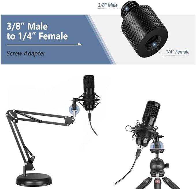 Aluminum Alloy 1/4 to 3/8 & 3/8 to 1/4 Camera Tripod Adapter - Male to Female Screw for Camera, Mount, Monitor