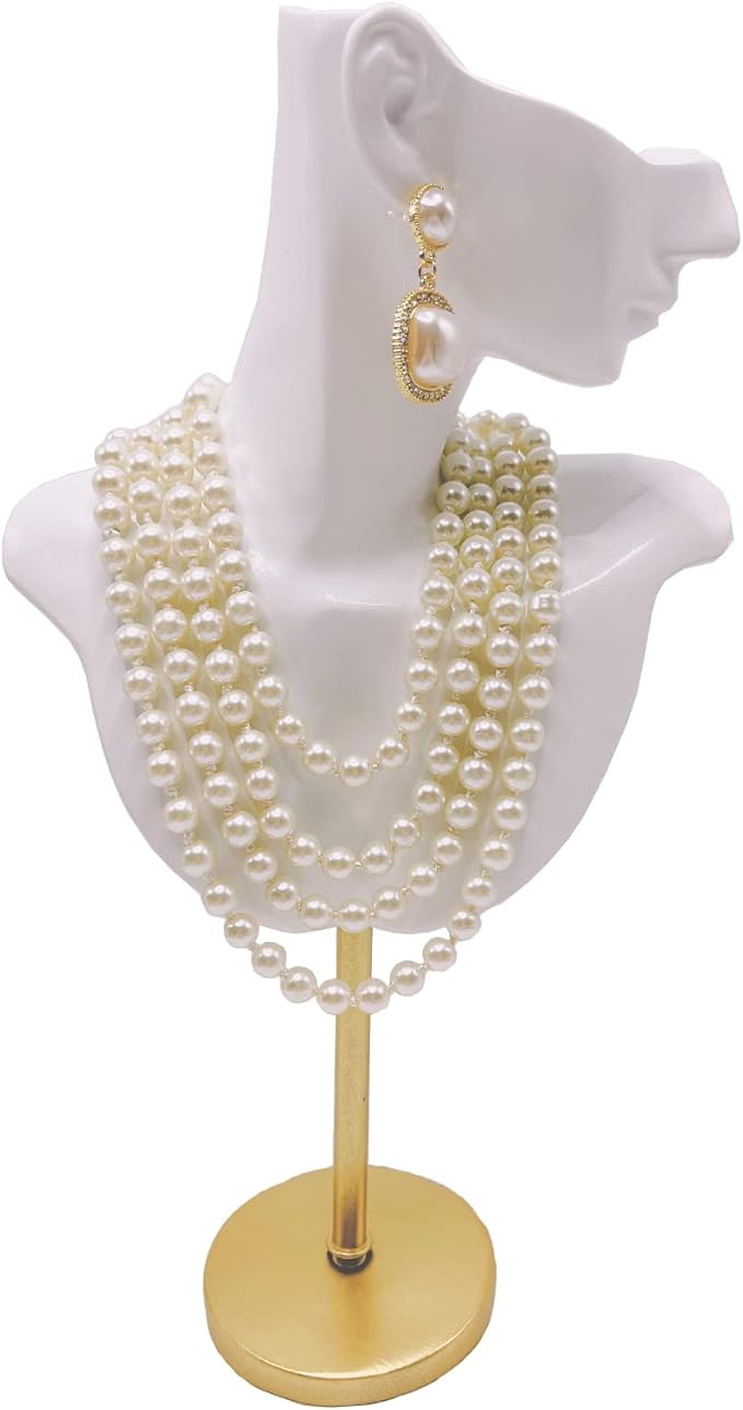 Jewelry Display Stand Jewelry Mannequin Bust Necklace Earring Display Holder Stand, Necklace Bust Jewelry Bust Stand Easel Rack for Selling Show Home Gift