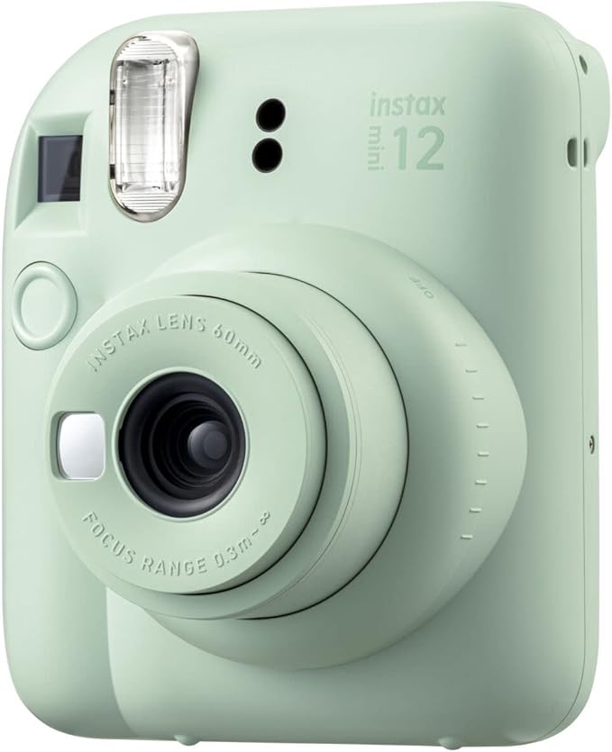 Fujifilm Instax MiniI 12 Instant Film Camera Mint Green, Fujifilm Instax Mini Twin Pack Instant Film 20 Prints, Prtotective Case, Gift Bundle