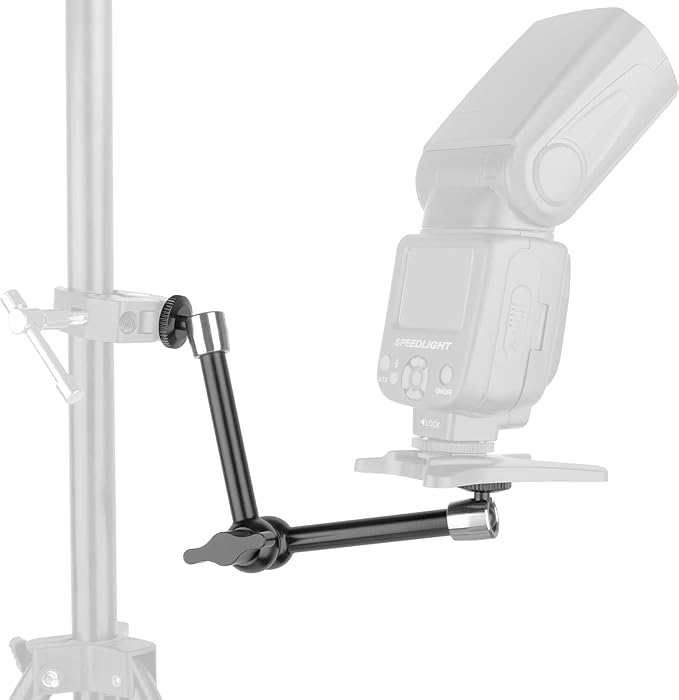 ChromLives 11 Inch Magic Arm Adjustable Articulating Friction Camera Arm W/ 1/4" Thread Screw and Hot Shoe Mount Compatible with DSLR Camera Rig, LED Lights, Flash Light, LCD Monitor