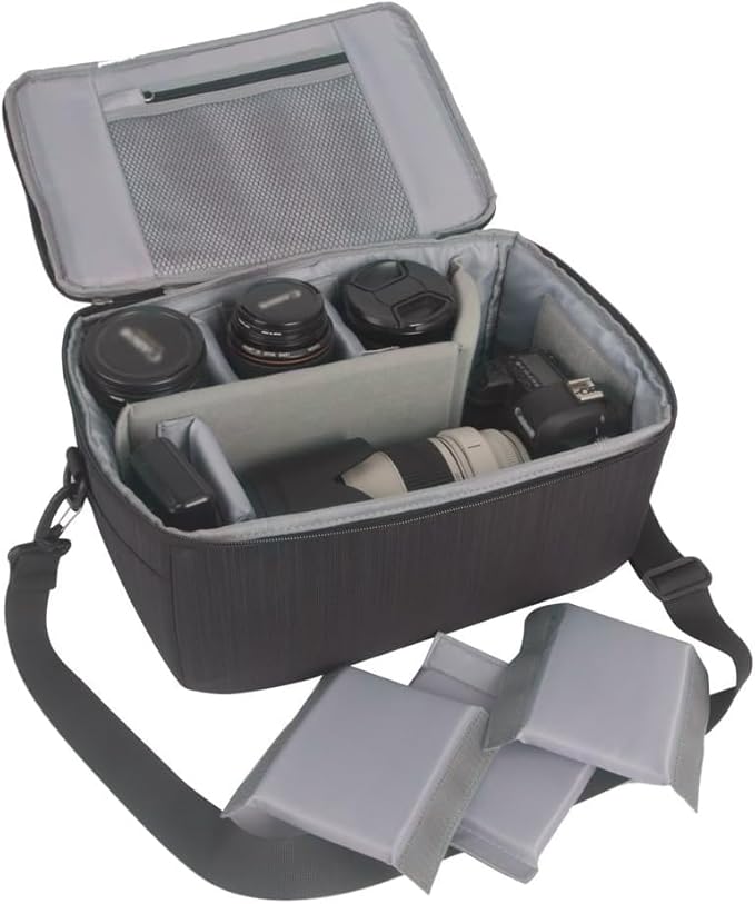 Koolertron Dslr Camera Insert Bag Purse Universal Liner Lens Pouch Partition Protective Cover Waterproof Sleeve for Cannon/Nikon/Sony (Black)