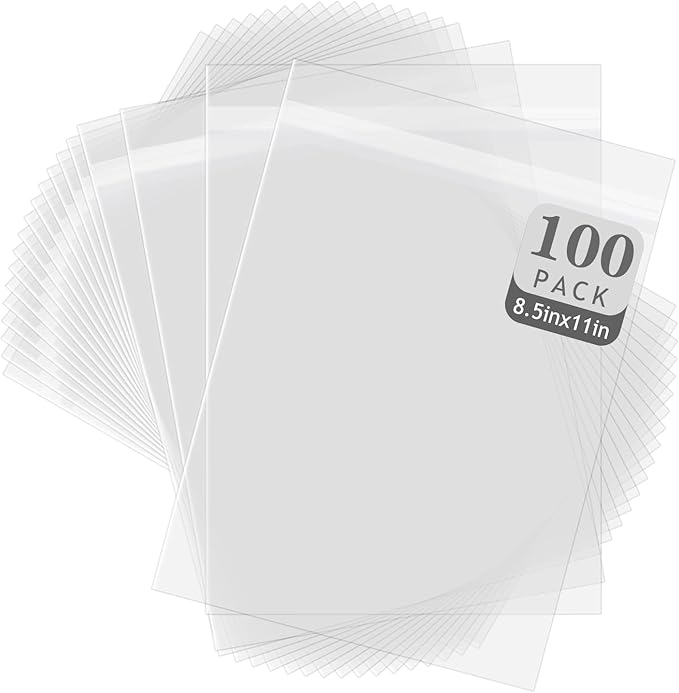 Golden State Art, 100 Pack Clear Bags for 8.5x11 Mats, Pictures, Acid-Free, 9"x11 3/7"