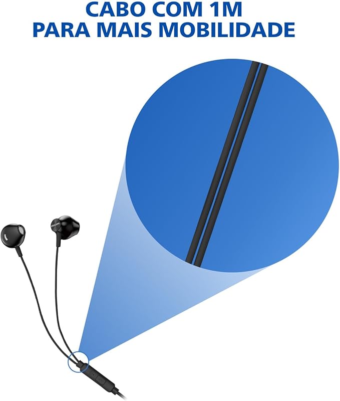 PHILIPS Wired Earbuds 3.5mm jack connector with Microphone, in Ear Headphones with mic, Powerful Bass, Lightweight, 3.5mm jack connector Wired Earphones, 3-Button in-line Remote Ear Buds (Black-Gray)